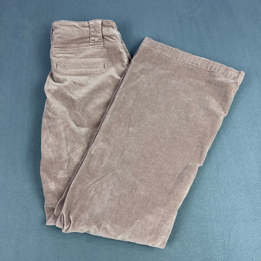 Flamingo Corduroy Wide Leg Pants Tan Taupe High Rise Patch Pocket Womens Large